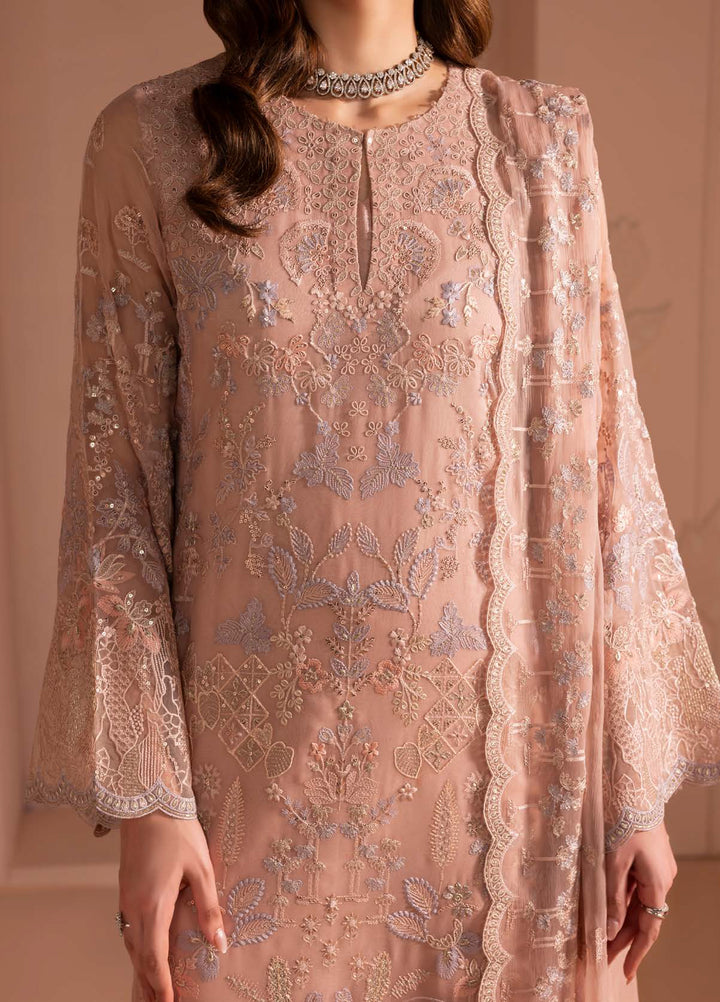Murawwat by Lavish Premium Unstitched Luxury Chiffon Embroidered 3 peice LV25MC M-07 Blush Petal - Formals Collection