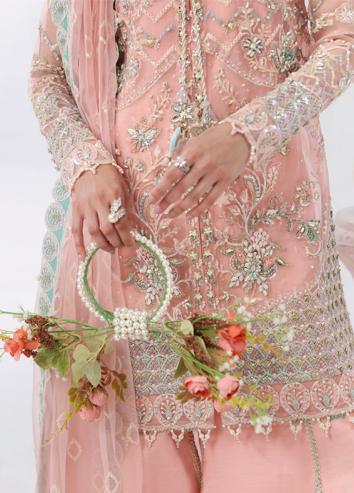 Lamore by Sardinia Unstitched Luxury Hand Work Organza 3 peice SRD25LH D-3 Rose Dust - Formals Collection