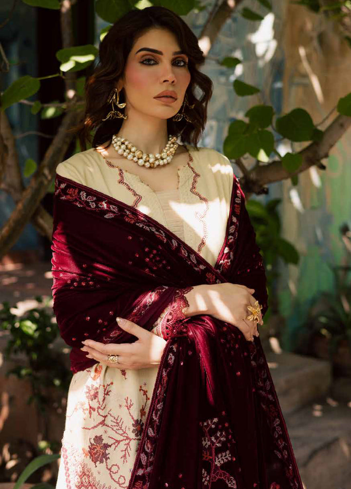 Nureh Exclusive Unstitched Luxury Leather Peach Embroidered Suits 3 Piece NU25LV NE-181 - Festive Collection