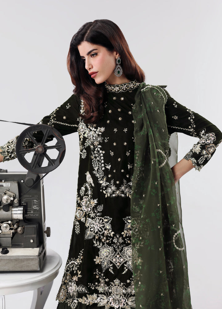 Lamore by Sardinia Unstitched Luxury Hand Work Velvet 3 peice SRD25LH D-4 Velvet Dream - Formals Collection