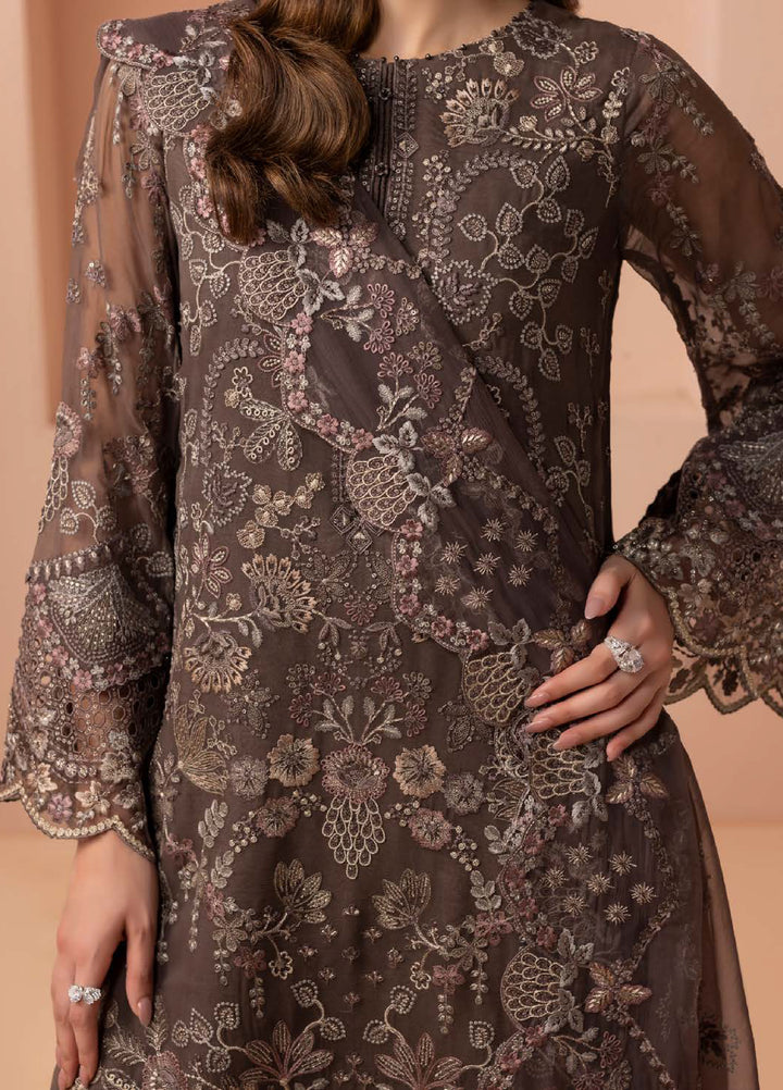 Murawwat by Lavish Premium Unstitched Luxury Chiffon Embroidered 3 peice LV25MC M-05 Sandstone Beige - Formals Collection