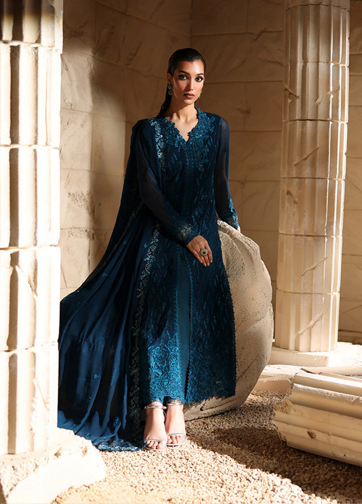 Luxe by Azure Unstitched Chiffon Embroidered Suits 3 Piece AZ25LF Celeste - Festive Collection