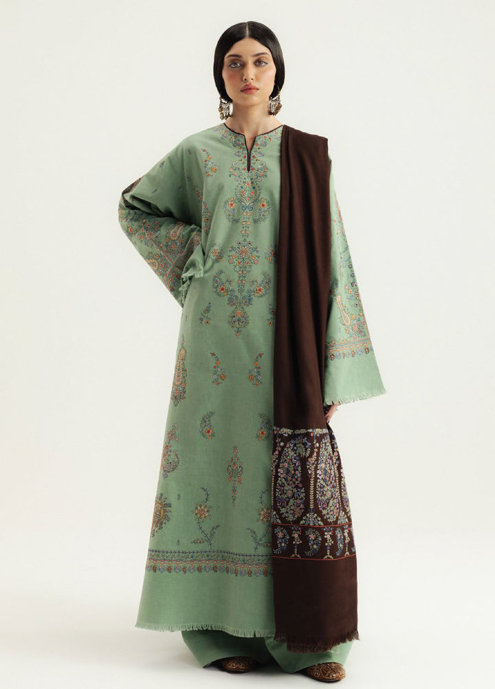 Zara Shahjahan Unstitched Winter Karandi Embroidered Suits 3 Piece CZS25WC D4-Keran - Winter Collection