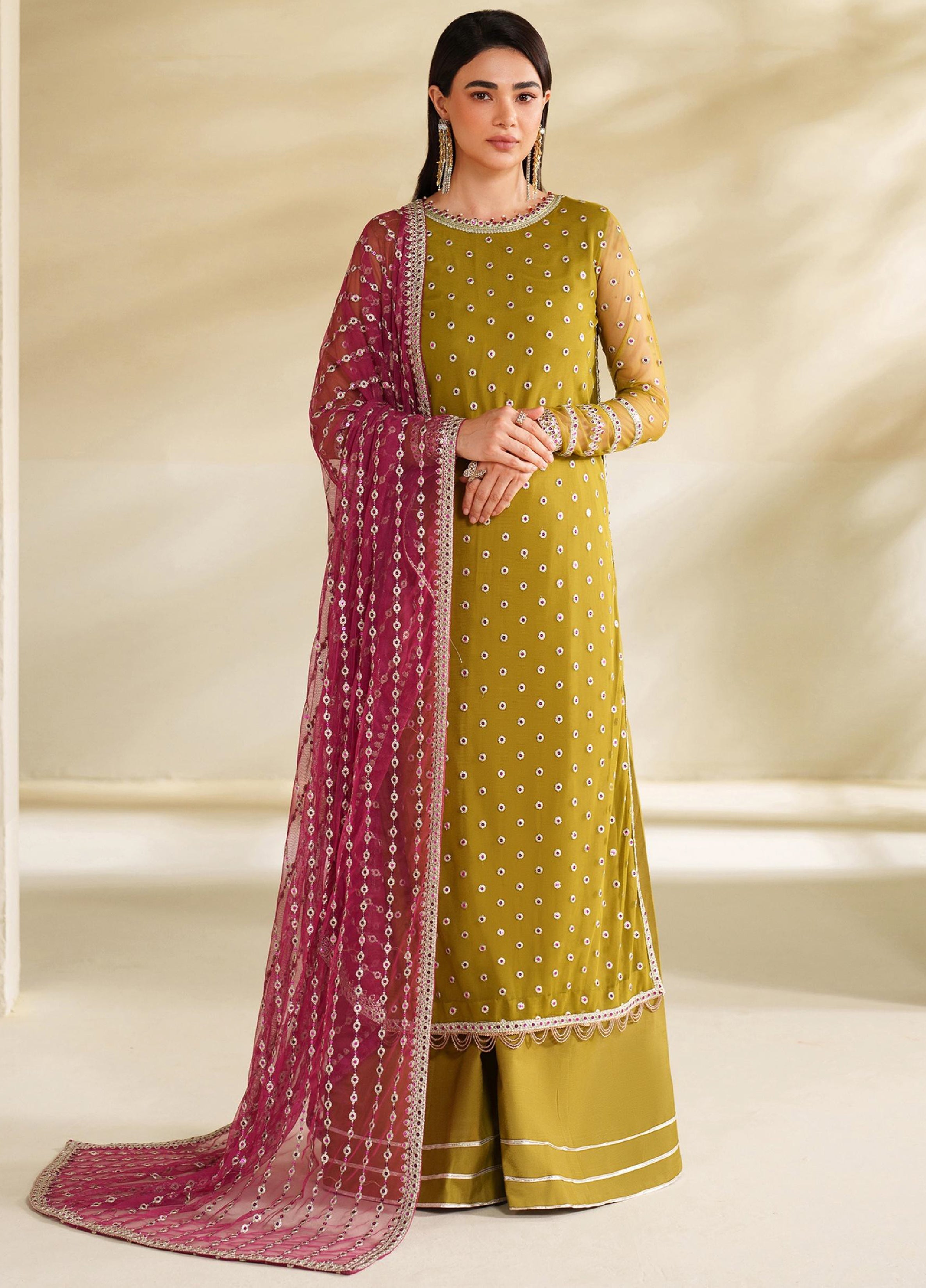 Maheer by Zarif Embroidered Net Suits Unstitched 3 Piece ZR25UF ZMU 01 Pearl - Formals Collection