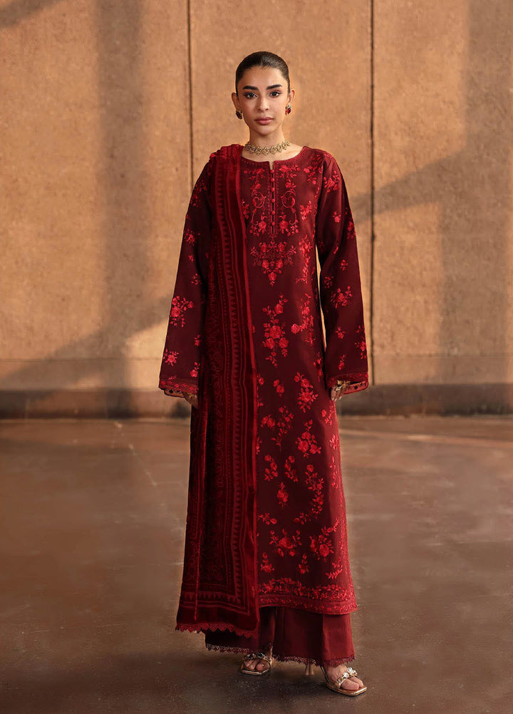 Rajbari Premium Unstitched Peach Winter Shawl Exclusive Embroidered Suits 3 Piece RB25PW D-4 - Winter Collection