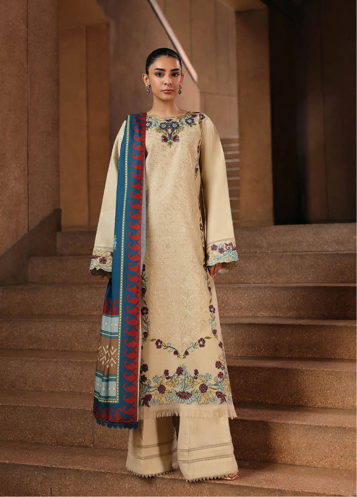 Rajbari Premium Unstitched Peach Winter Shawl Exclusive Embroidered Suits 3 Piece RB25PW D-5 - Winter Collection