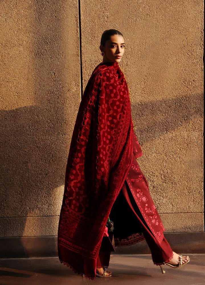 Rajbari Premium Unstitched Peach Winter Shawl Exclusive Embroidered Suits 3 Piece RB25PW D-4 - Winter Collection