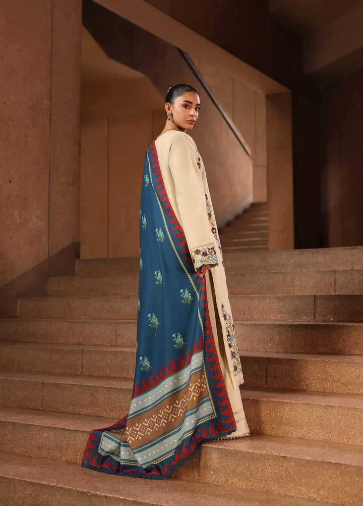 Rajbari Premium Unstitched Peach Winter Shawl Exclusive Embroidered Suits 3 Piece RB25PW D-5 - Winter Collection