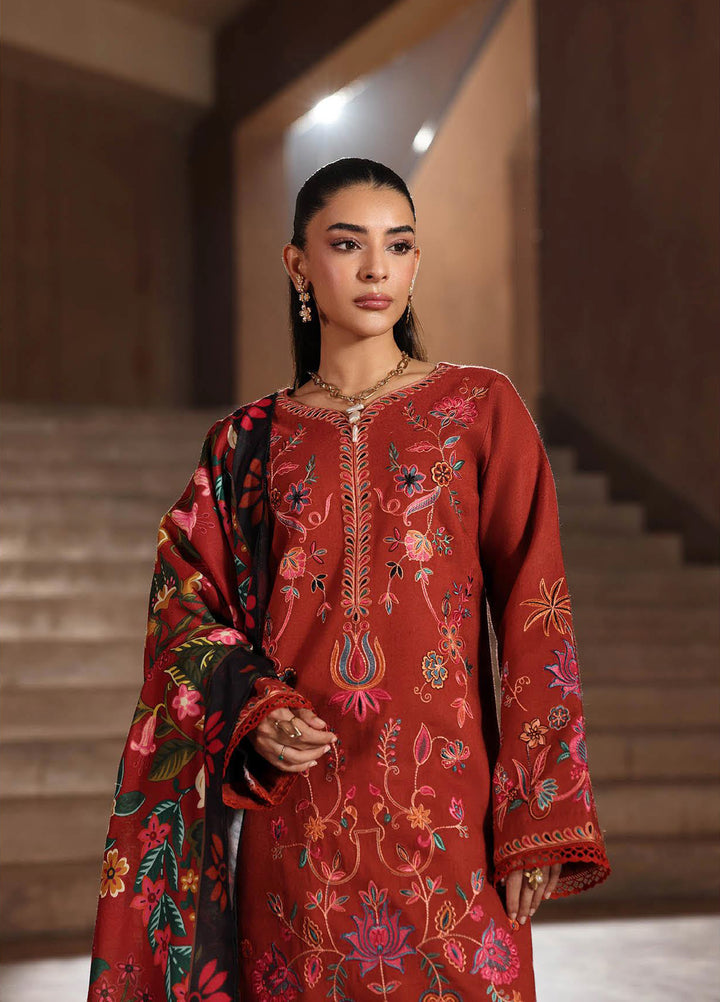 Rajbari Premium Unstitched Peach Winter Shawl Exclusive Embroidered Suits 3 Piece RB25PW D-10 - Winter Collection