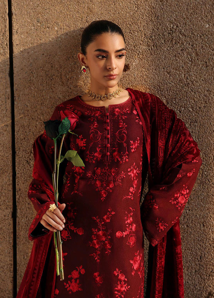 Rajbari Premium Unstitched Peach Winter Shawl Exclusive Embroidered Suits 3 Piece RB25PW D-4 - Winter Collection