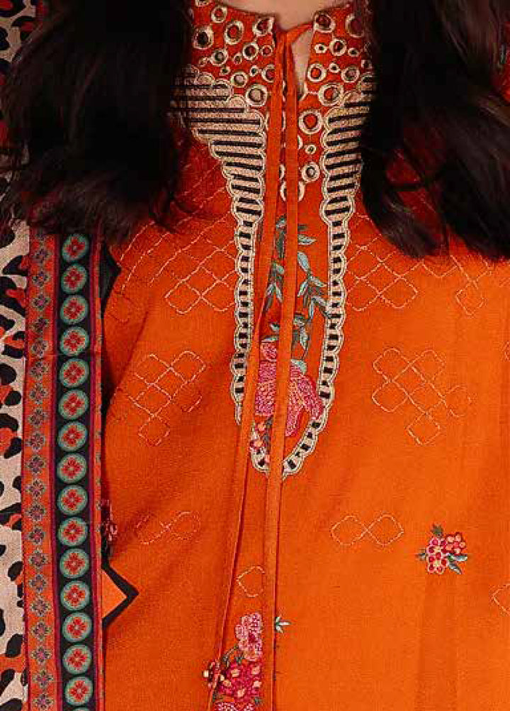 Poshima by Charizma Embroidered Peach Leather Suits Unstitched 3 Piece CZ25PW PSW5-03 - Winter Collection