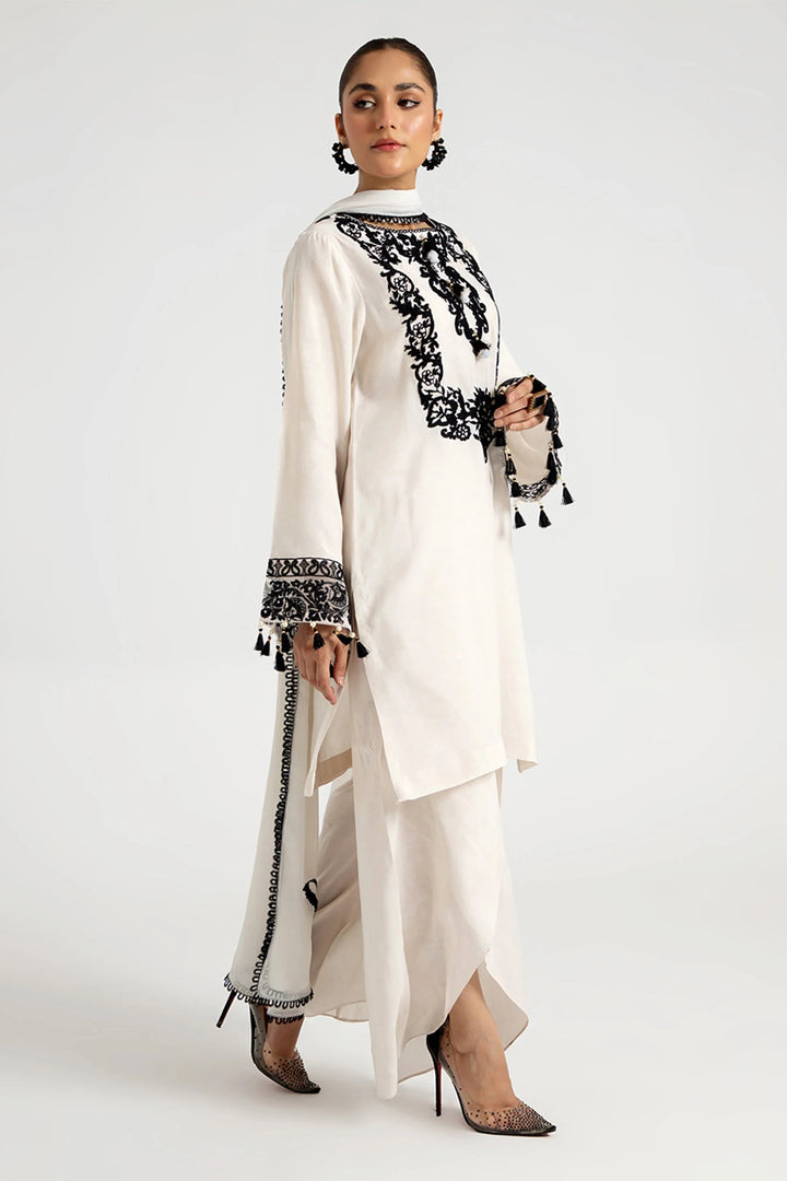 Arif Ashraf Pret Embroidered Viscose Blend 3 Piece Suit Beyaz