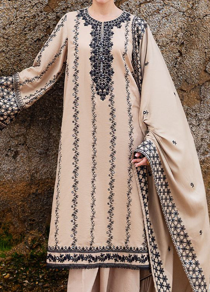 Cross Stitch Embroidered Cotton Satin Suits Unstitched 3 Piece CS25SU Woven Grace - Winter Collection