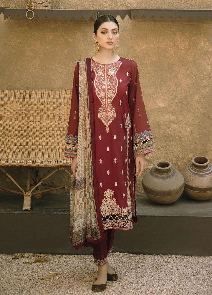 Aabyaan Embroidered Lawn Suits Unstitched 3 Piece ABY21E 05 Shafaq - Eid Collection