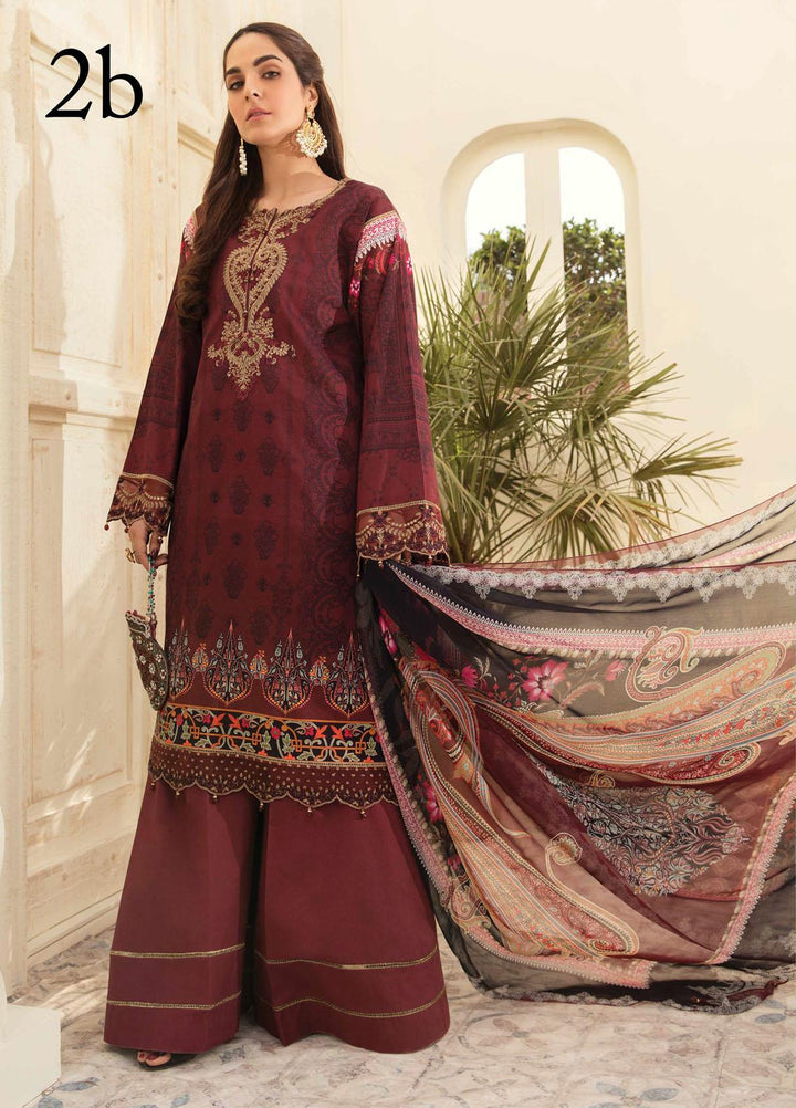 Aayra Embroidered Lawn Suits Unstitched 3 Piece AY21L 02B - Luxury Collection