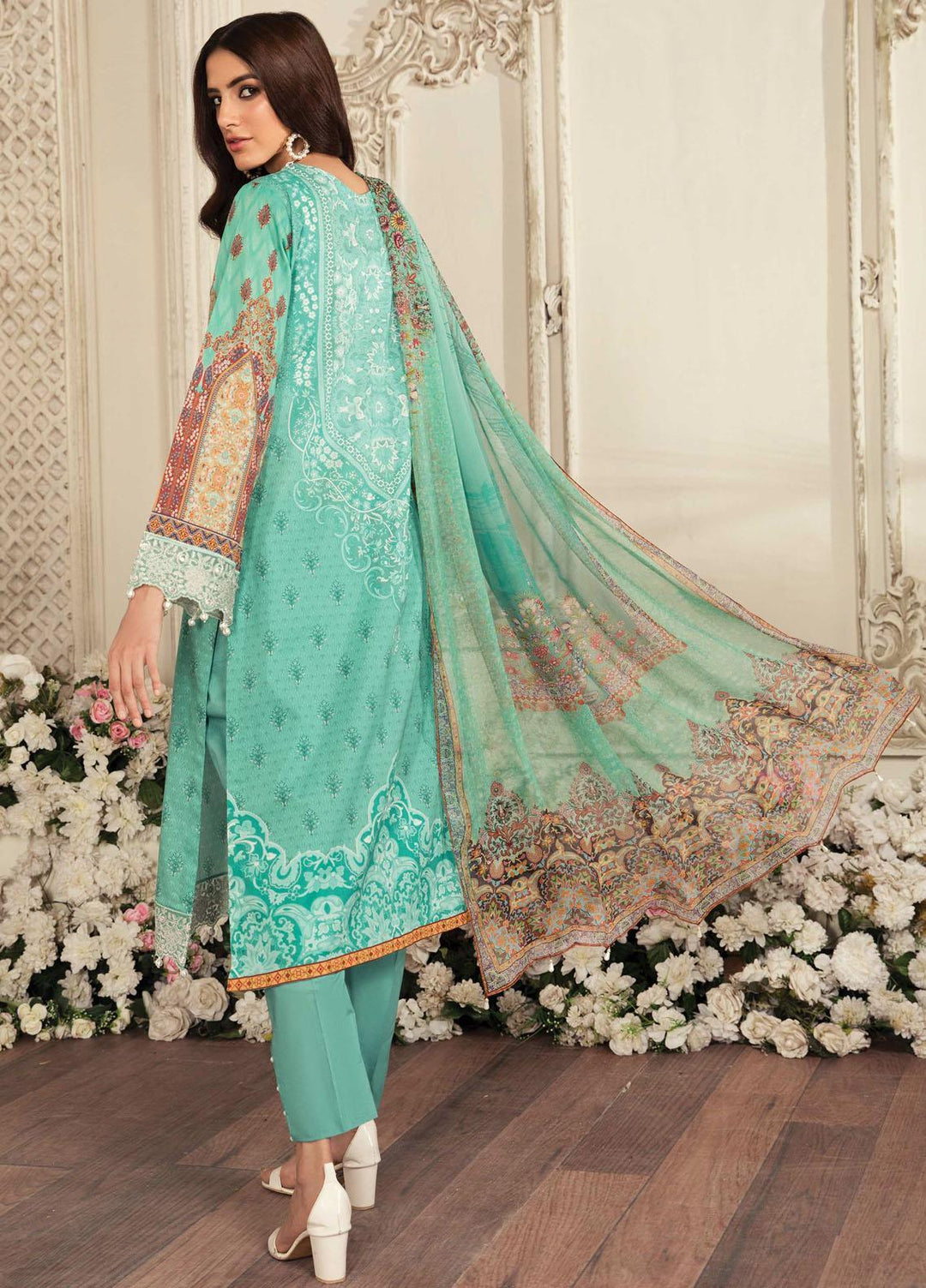 Aayra Embroidered Lawn Suits Unstitched 3 Piece AY21L 03B - Luxury Collection