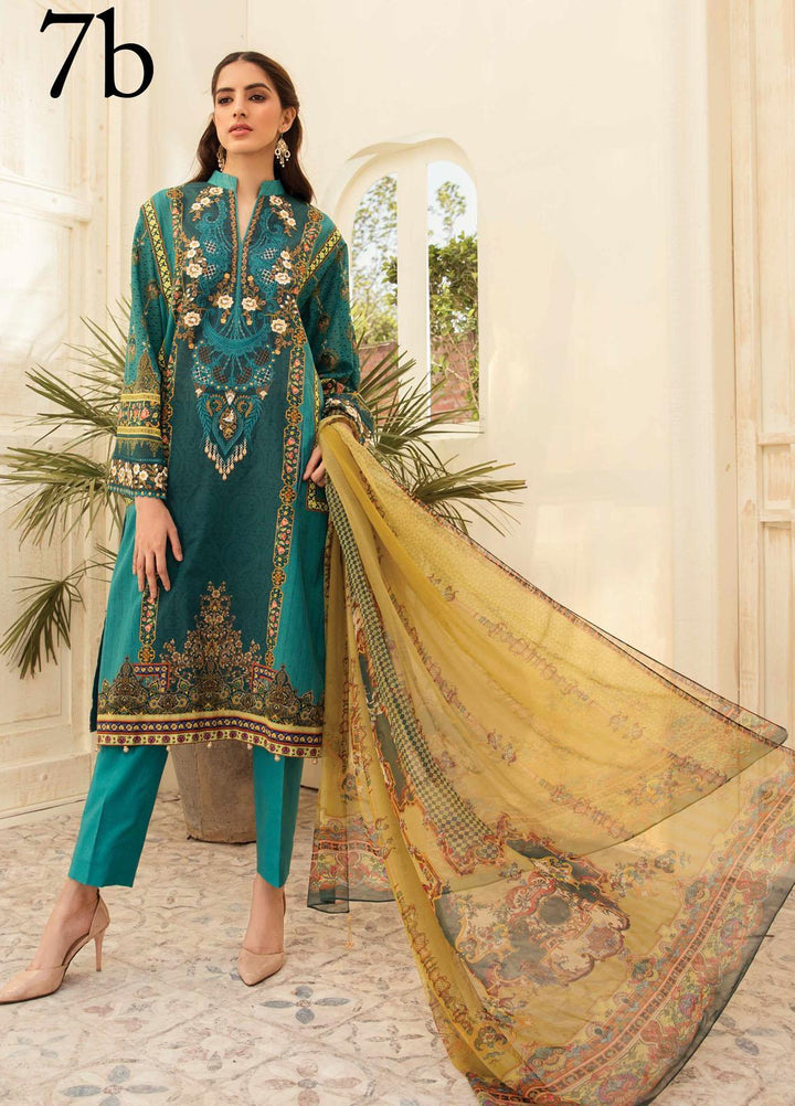 Aayra Embroidered Lawn Suits Unstitched 3 Piece AY21L 07B - Luxury Collection