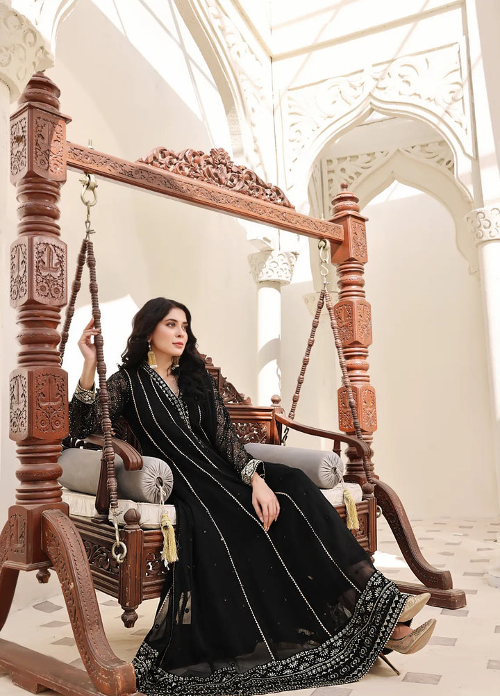 Abaan Zohan Pret Embroidered Chiffon 3 Piece Suit Kashish Black
