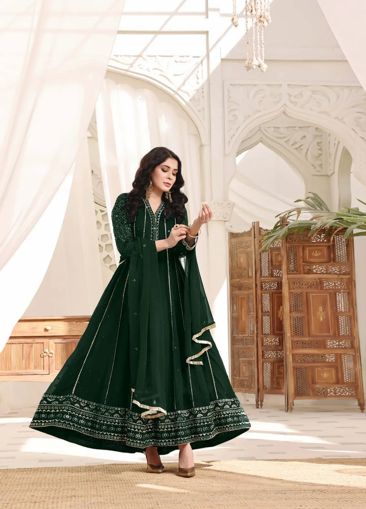 Abaan Zohan Pret Embroidered Chiffon 3 Piece Suit Kashish Kaai Green