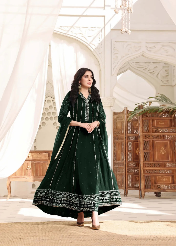 Abaan Zohan Pret Embroidered Chiffon 3 Piece Suit Kashish Kaai Green