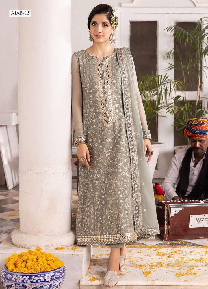 Abresham By Asim Jofa Embroidered Chiffon Suits Unstitched 3 Piece AJ23AB AJAB-15 - Luxury Festive Collection