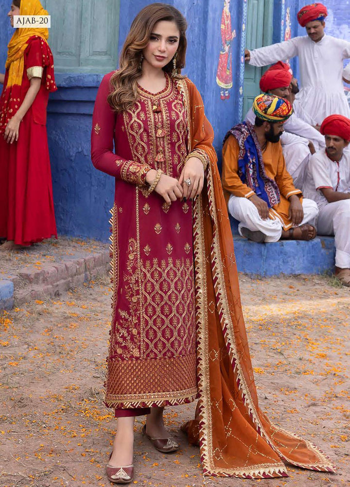 Abresham By Asim Jofa Embroidered Lawn Suits Unstitched 3 Piece AJ23AB AJAB-20 - Luxury Festive Collection
