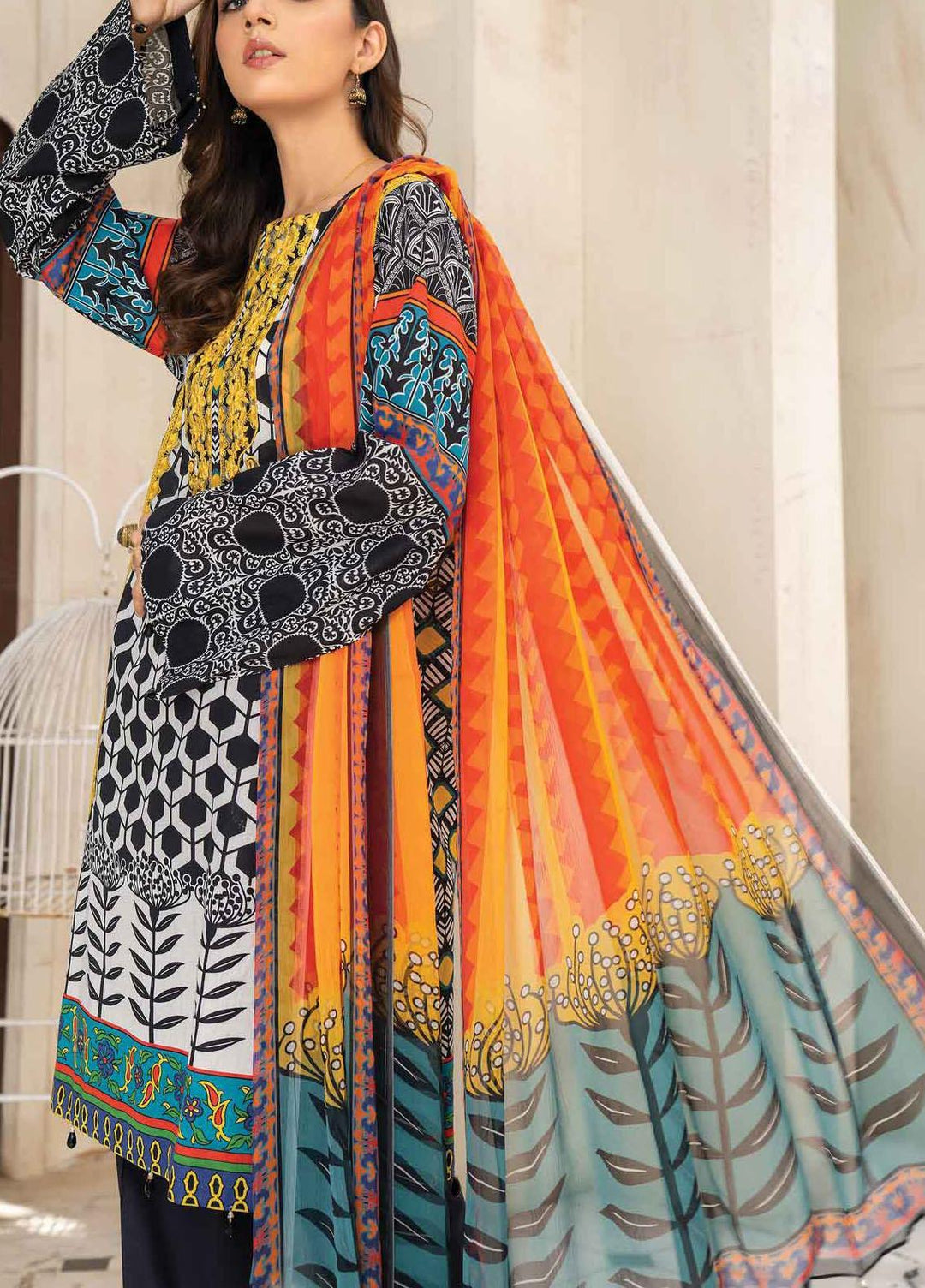 Abrish by Marwat Textiles Embroidered Lawn Suits Unstitched 3 Piece MW21A 6A - Summer Collection