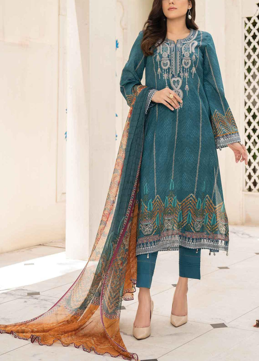 Abrish by Marwat Textiles Embroidered Lawn Suits Unstitched 3 Piece MW21A 7A - Summer Collection