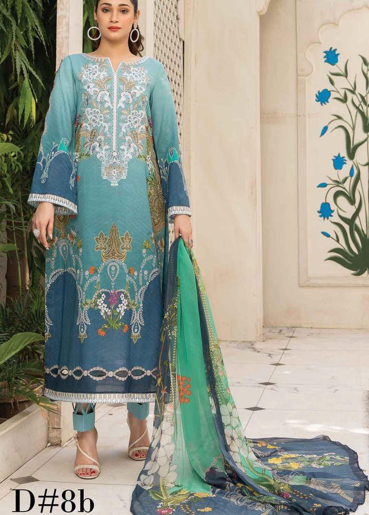 Abrish by Marwat Textiles Embroidered Lawn Suits Unstitched 3 Piece MW21A 8B - Summer Collection