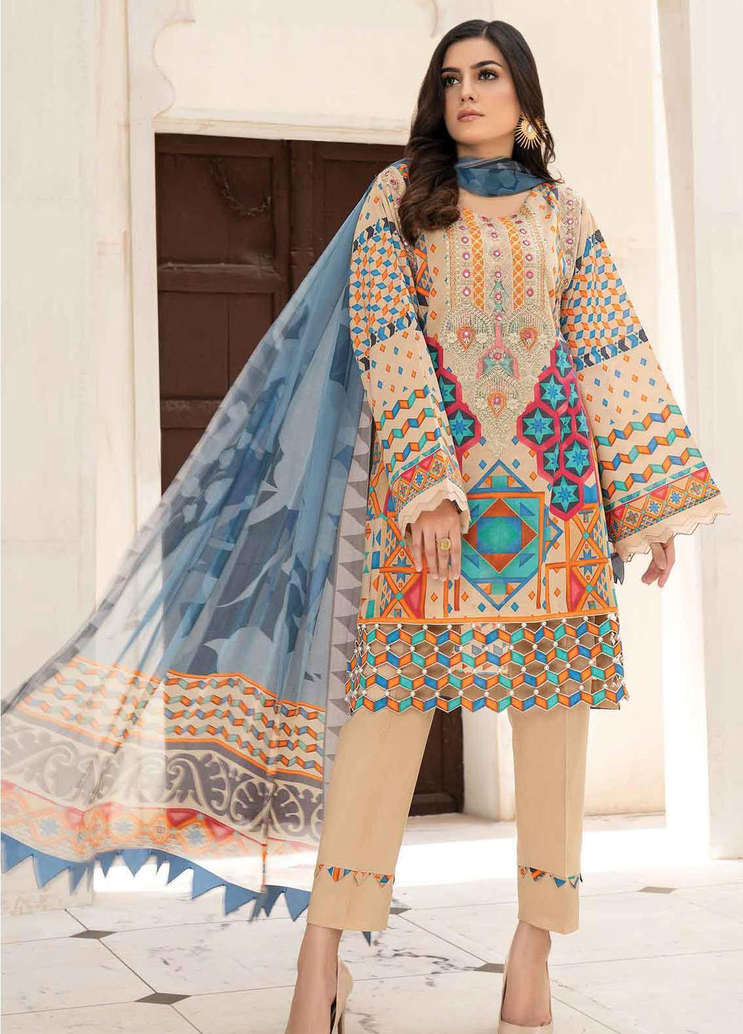 Abrish by Marwat Textiles Embroidered Lawn Suits Unstitched 3 Piece MW21A 9B - Summer Collection