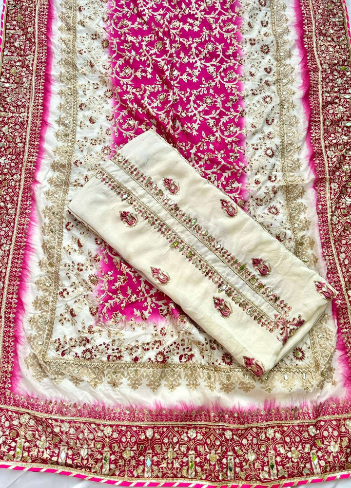 Adaa by Mahnoor Embellished Raw Silk Suits Unstitched 3 Piece Off White - Festive Collection