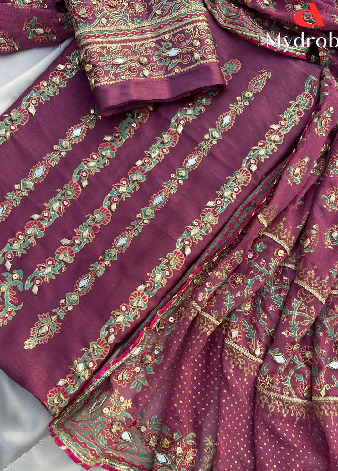 Adaa By Mahnoor Embellished Raw Silk Suits Unstitched 3 Piece Plum - Festive Collection