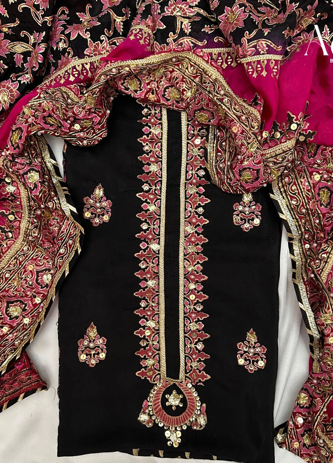 Adaa By Mahnoor Embroidered Raw Silk Suits Unstitched 3 Piece Jade - Festive Collection