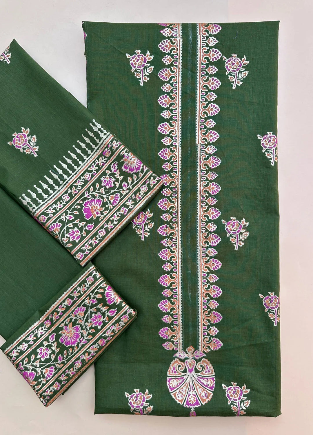 Adaa By Mahnoor Printed Cotton Lawn Suits Unstitched 2 Piece Olive Green - Summer Collection