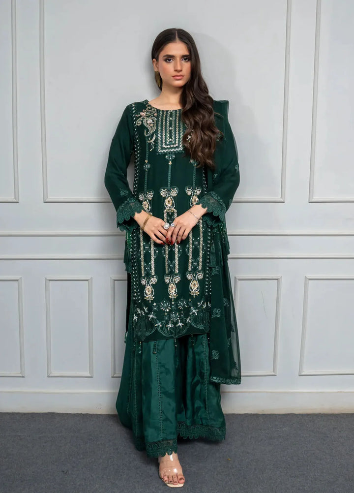 Adam Couture Pret Embroidered Chiffon 3 Piece Suit Gul Bahar