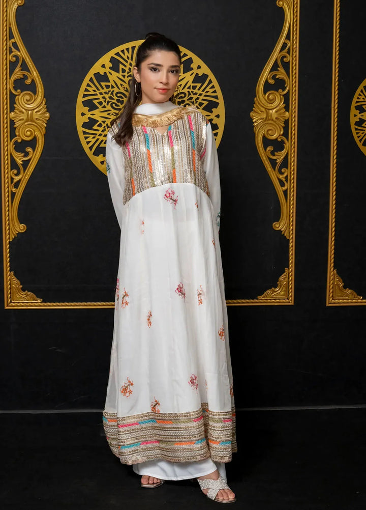 Adam Couture Pret Embroidered Chiffon 3 Piece Suit Palwasha