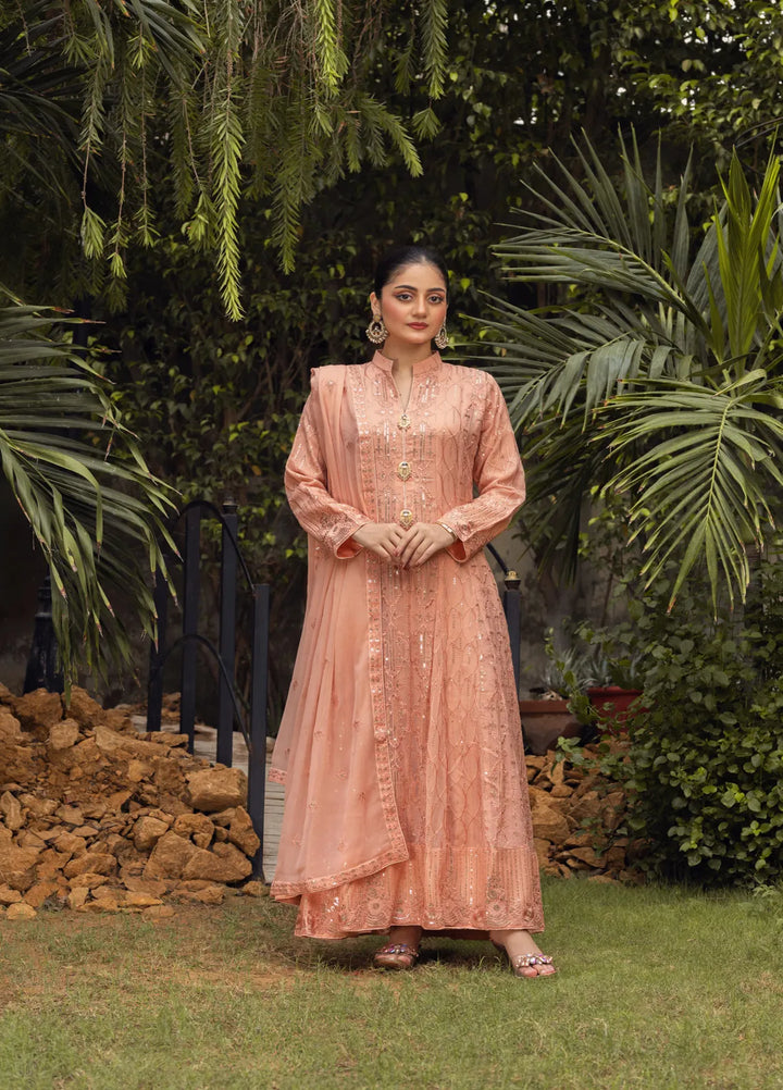 Adams Couture Pret Embroidered Chiffon 3 Piece Suit Gulmina T Pink