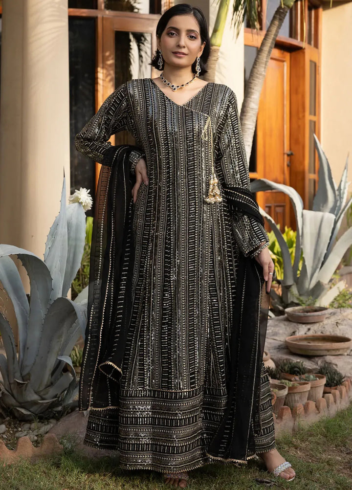 Adams Couture Pret Embroidered Chiffon 3 Piece Suit Sohrab Black