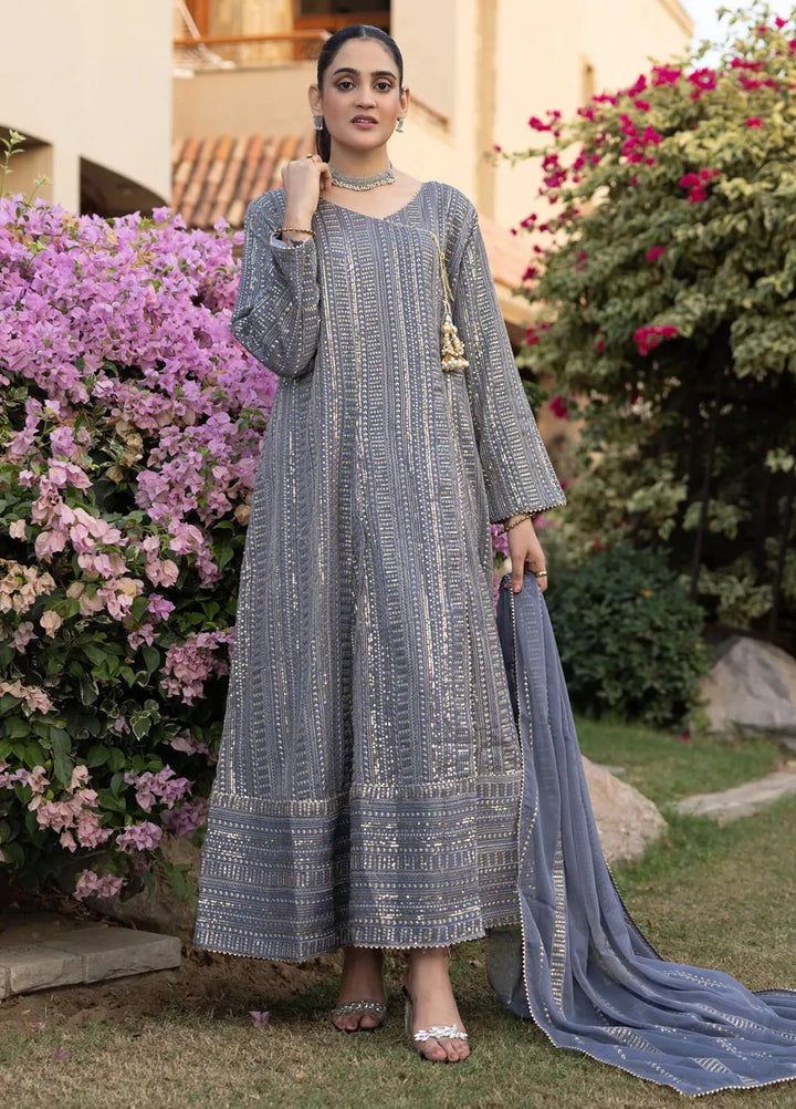 Adams Couture Pret Embroidered Chiffon 3 Piece Suit Sohrab Grey