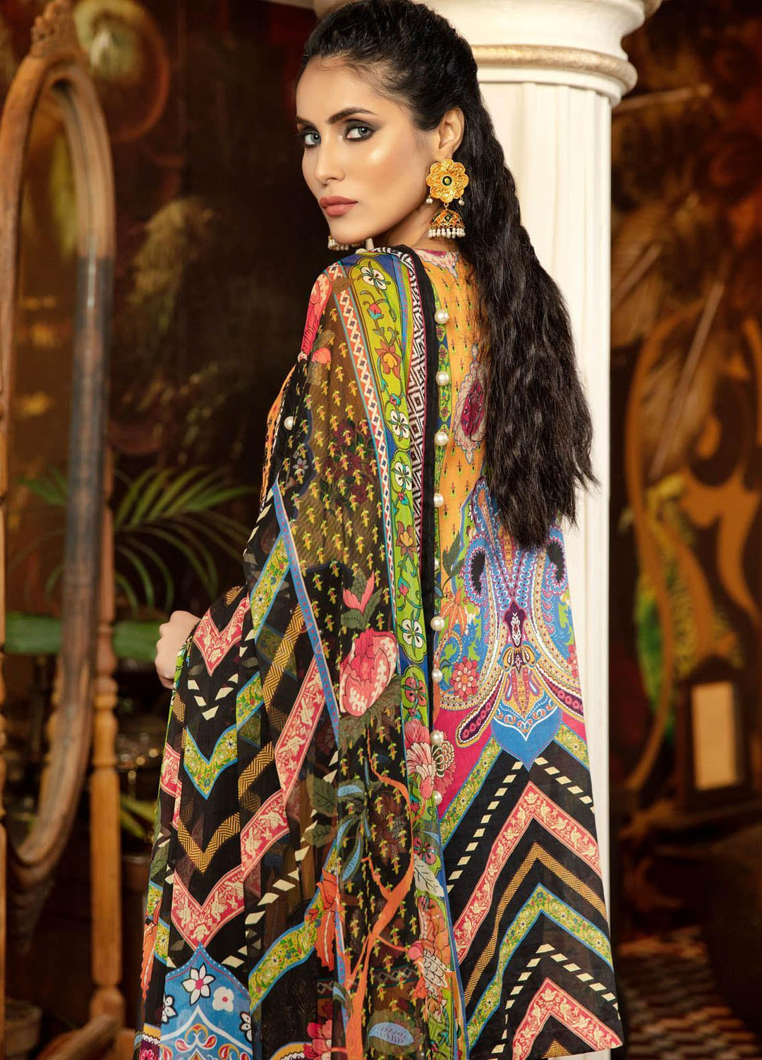 Adan's Libas Embroidered Lawn Suits Unstitched 3 Piece AL21EL D-06 - Summer Collection