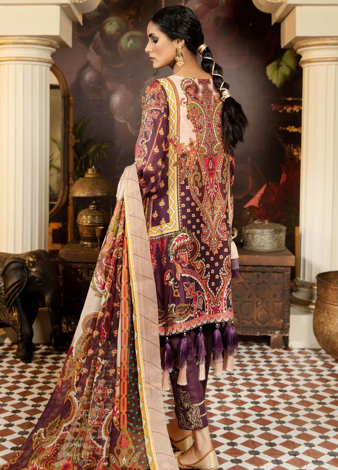 Adan's Libas Embroidered Lawn Suits Unstitched 3 Piece AL21EL D-08 - Summer Collection
