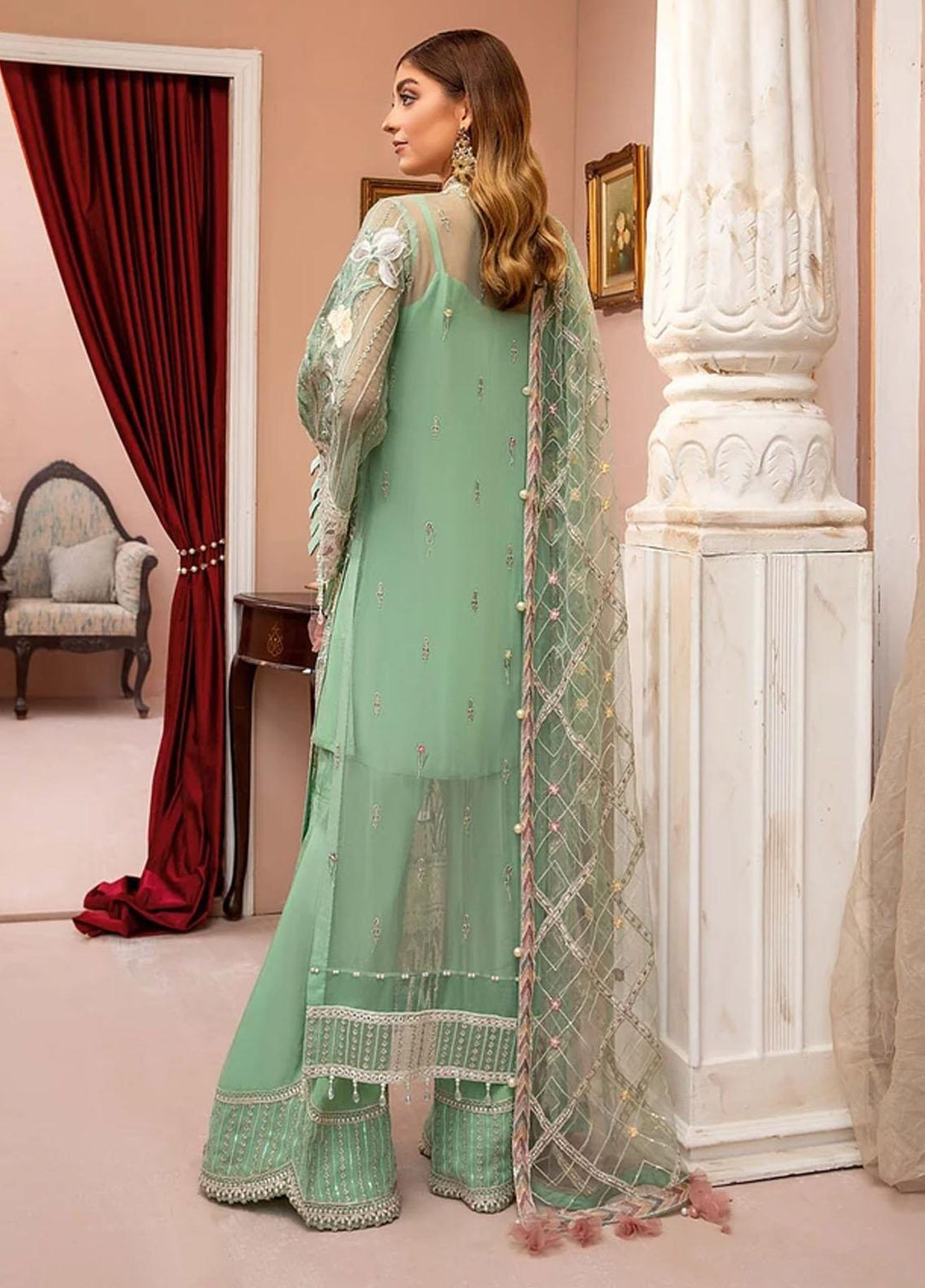 Luxulia By Adan's Libas Embroidered Chiffon Suits Unstitched 3 Piece AL21LC 08 Dramatic Thrive - Luxury Collection