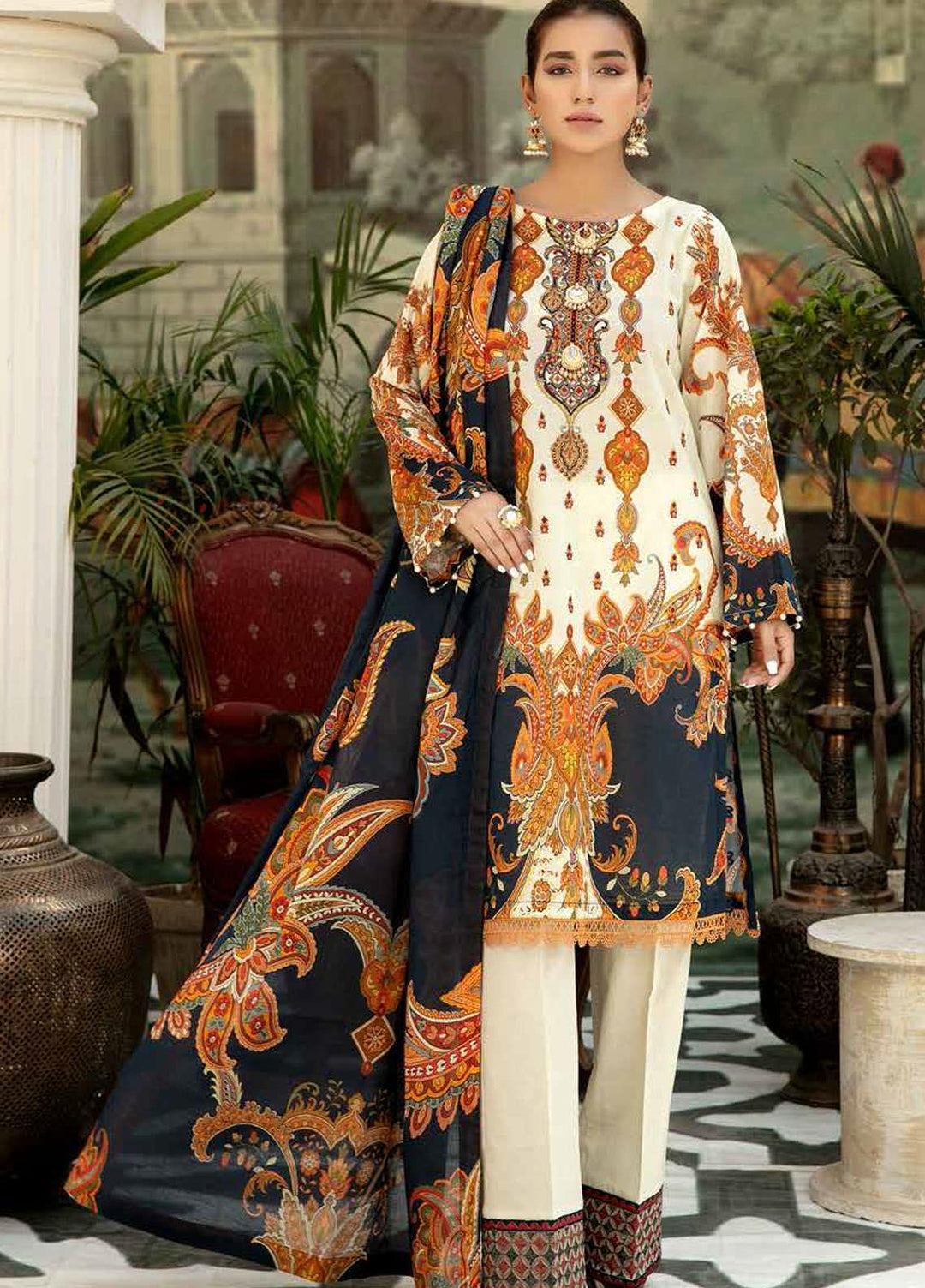 Adan's Libas Embroidered Lawn Suits Unstitched 3 Piece AL21SE D-05 - Summer Collection