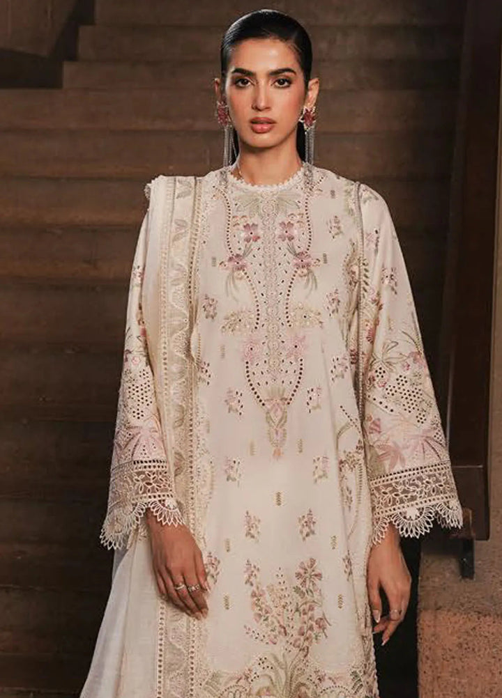 Afrozeh Chikankari Lawn Suit Unstitched 3 Piece AF24CL Gypsum - Festive Collection