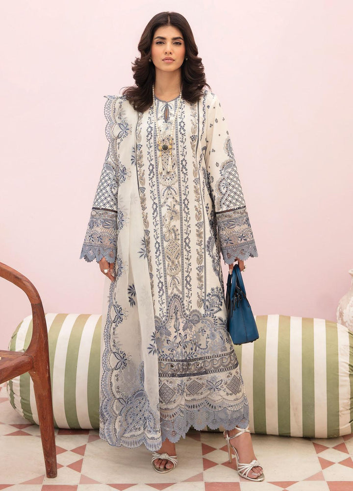Afrozeh Embroidered Lawn Suits Unstitched 3 Piece AF23FC AL-23-V3-05 Snow Lagoon - Festive Collection