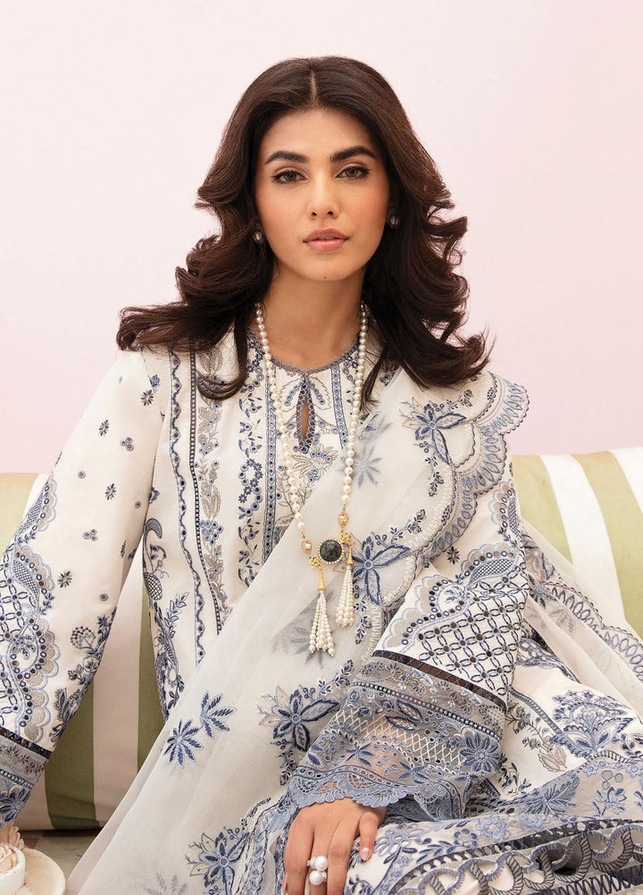 Afrozeh Embroidered Lawn Suits Unstitched 3 Piece AF23FC AL-23-V3-05 Snow Lagoon - Festive Collection