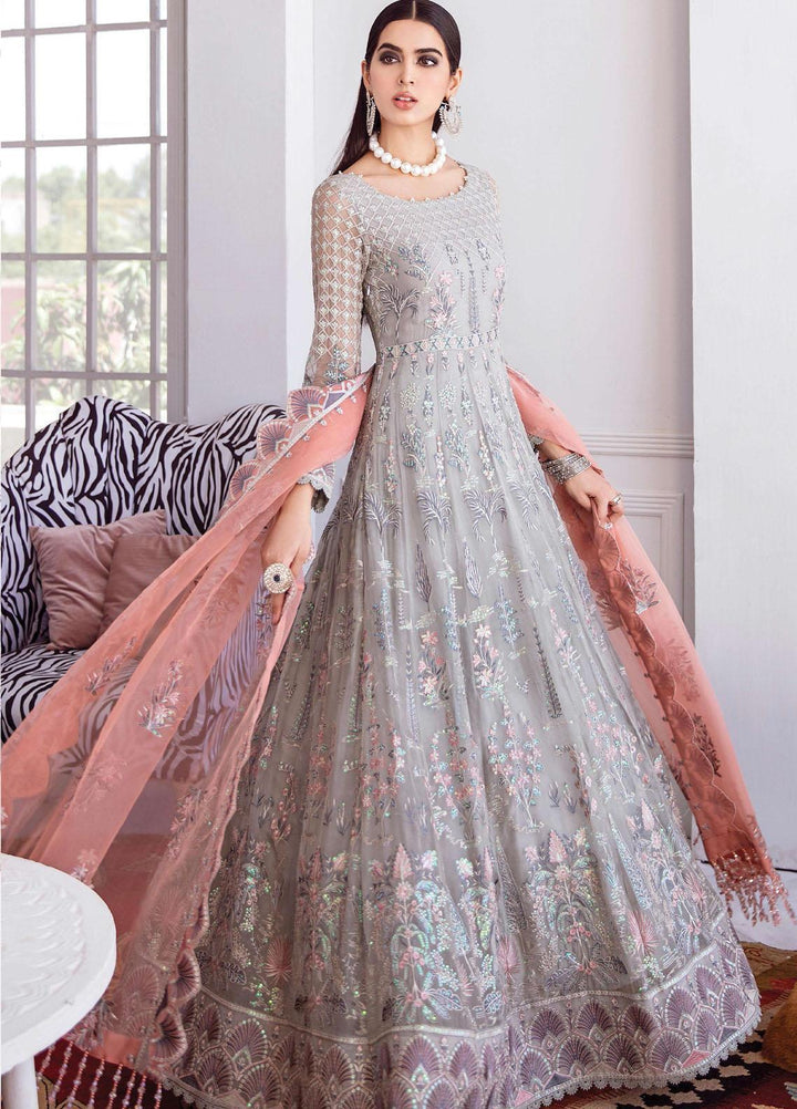 Afrozeh Embroidered Organza Suits Unstitched 3 Piece AF21LF 02-SNOW GLASS - Summer Collection