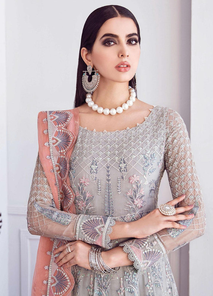 Afrozeh Embroidered Organza Suits Unstitched 3 Piece AF21LF 02-SNOW GLASS - Summer Collection