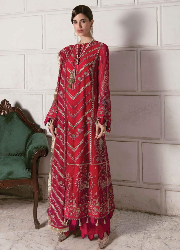 La Fuchsia By Afrozeh Embroidered Chiffon Suits Unstitched 3 Piece AF22LF Roseate Belle - Luxury Collection