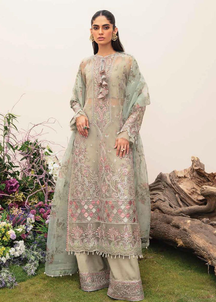 La Fuschsia By Afrozeh Embroidered Organza Suits Unstitched 3 Piece AF23LF 004 Mavi - Festive Collection